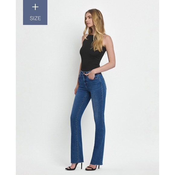 Lovervet Plus Size Jeans Womens 20W Tummy Control High Rise Slim Bootcut Denim - Picture 1 of 12